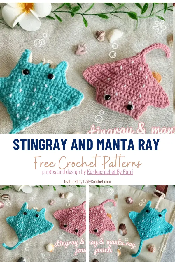 Dive into Summer with these Adorable Stingray and Manta Ray Pouch Crochet Patterns!